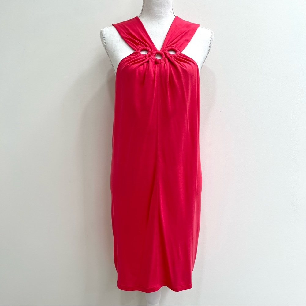 Hot Pink Halter Ring Detail Women's Dress